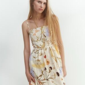 H&M Cream Floral Midi Dress